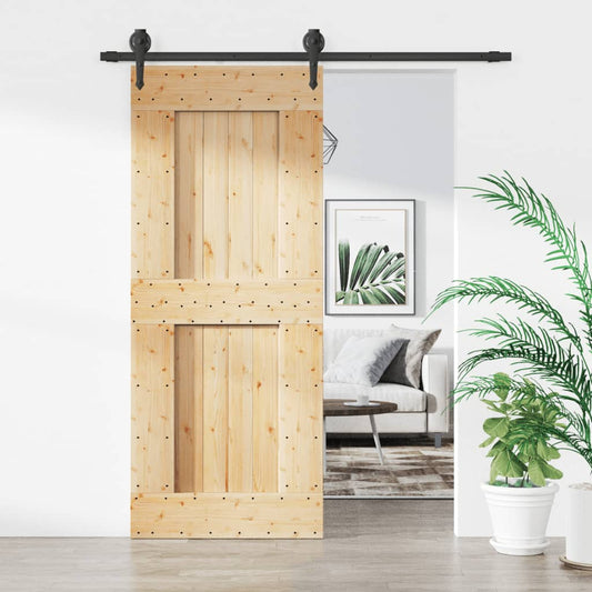 Sliding Door with Hardware Set 85x210 cm Solid Wood Pine