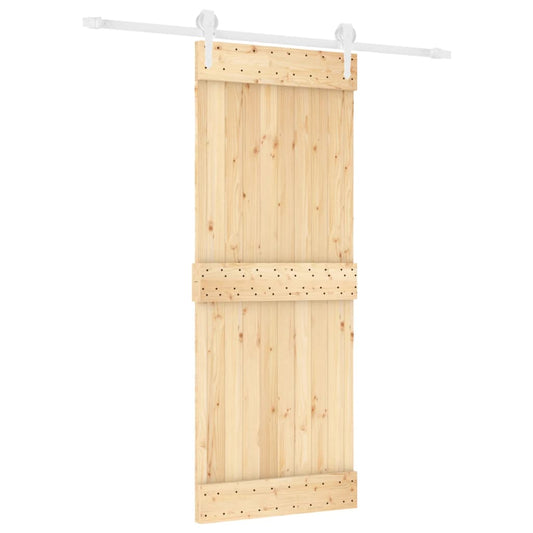 Sliding Door with Hardware Set 80x210 cm Solid Wood Pine