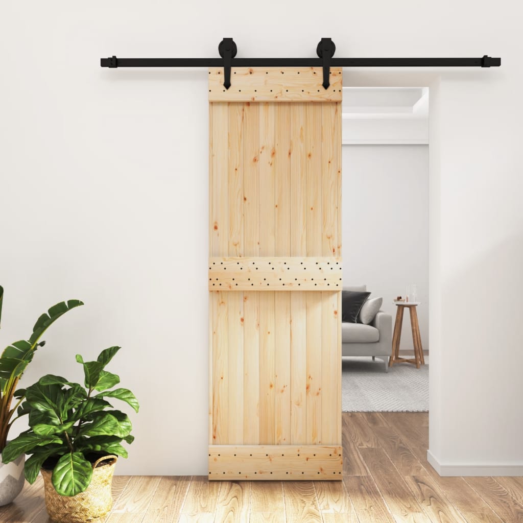 Sliding Door with Hardware Set 70x210 cm Solid Wood Pine