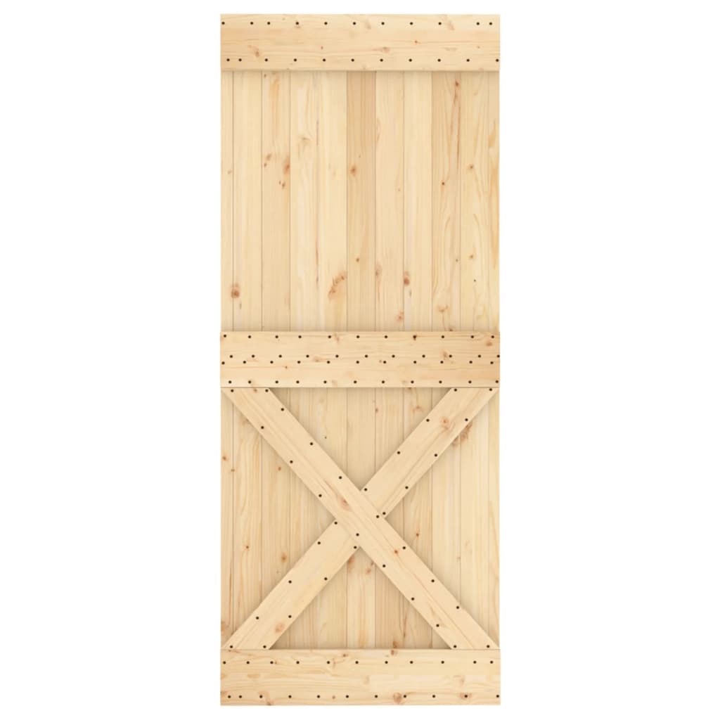 Sliding Door with Hardware Set 100x210 cm Solid Wood Pine