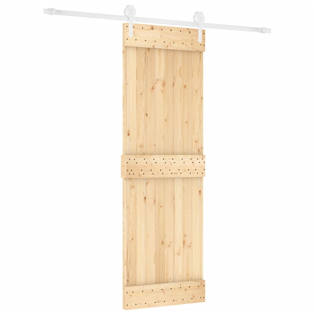 Sliding Door with Hardware Set 70x210 cm Solid Wood Pine