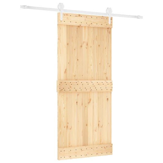 Sliding Door with Hardware Set 90x210 cm Solid Wood Pine