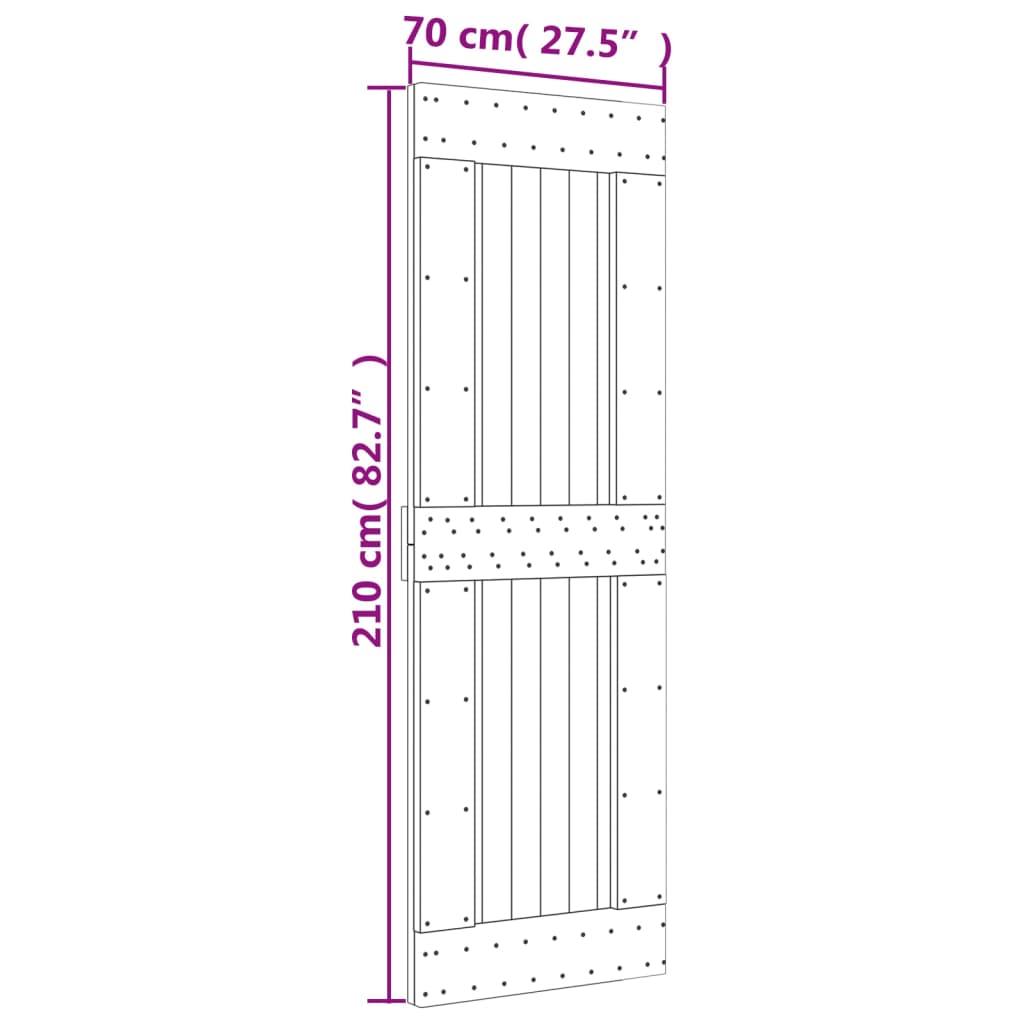 Sliding Door with Hardware Set 70x210 cm Solid Wood Pine