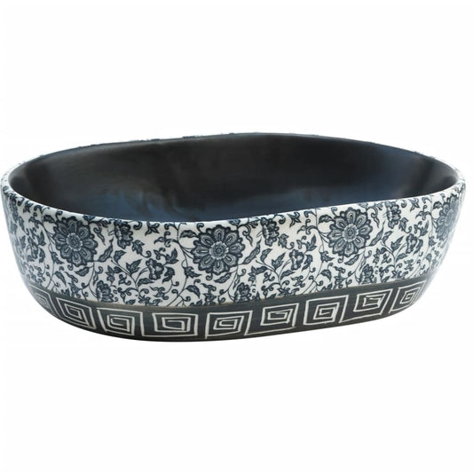 Countertop Basin Black and Blue Oval 47x33x13 cm Ceramic