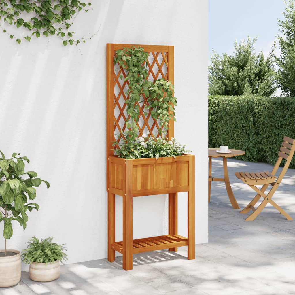 Planter with Trellis and Shelf 55x29,5x152 cm Solid Wood Acacia