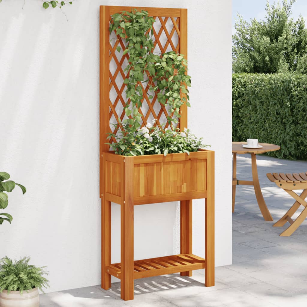 Planter with Trellis and Shelf 55x29,5x152 cm Solid Wood Acacia