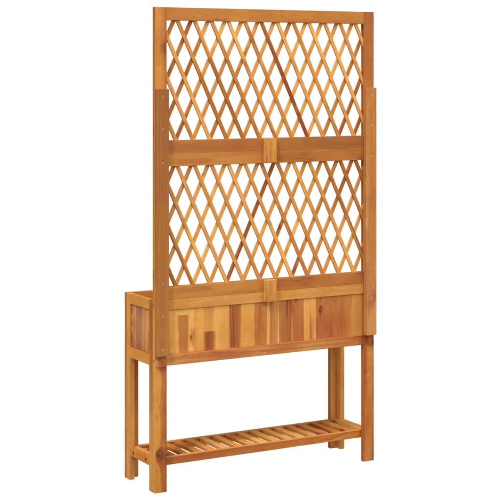 Planter with Trellis and Shelf 100x32x185 cm Solid Wood Acacia