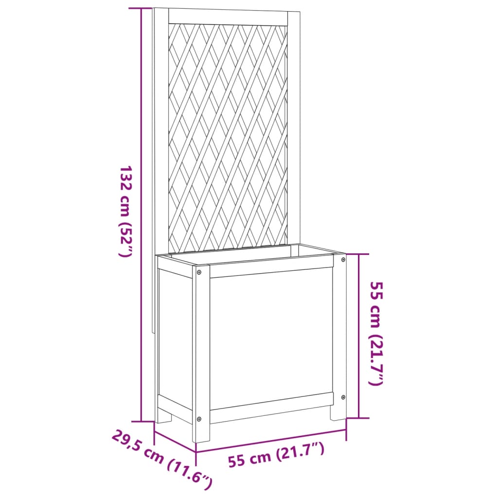 Planter with Trellis 55x29,5x132 cm Solid Wood Acacia