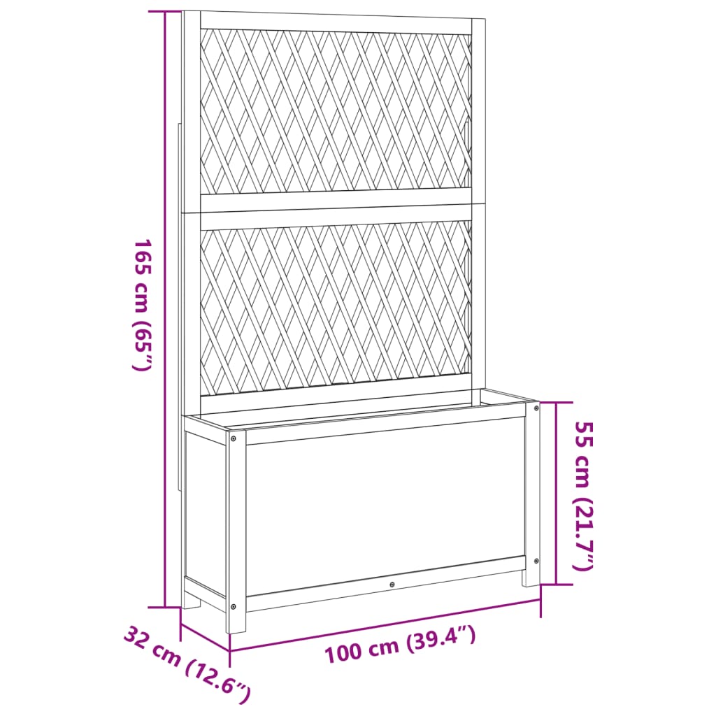 Planter with Trellis 100x32x165 cm Solid Wood Acacia