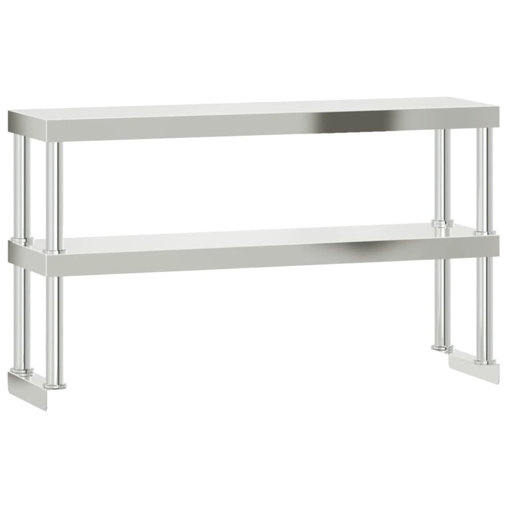 Kitchen Work Table with Overshelf 110x55x150 cm Stainless Steel