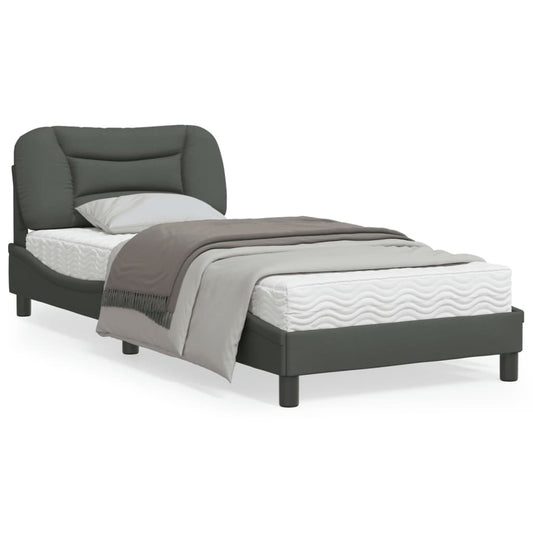 Bed Frame with Headboard Dark Grey 90x190 cm Fabric