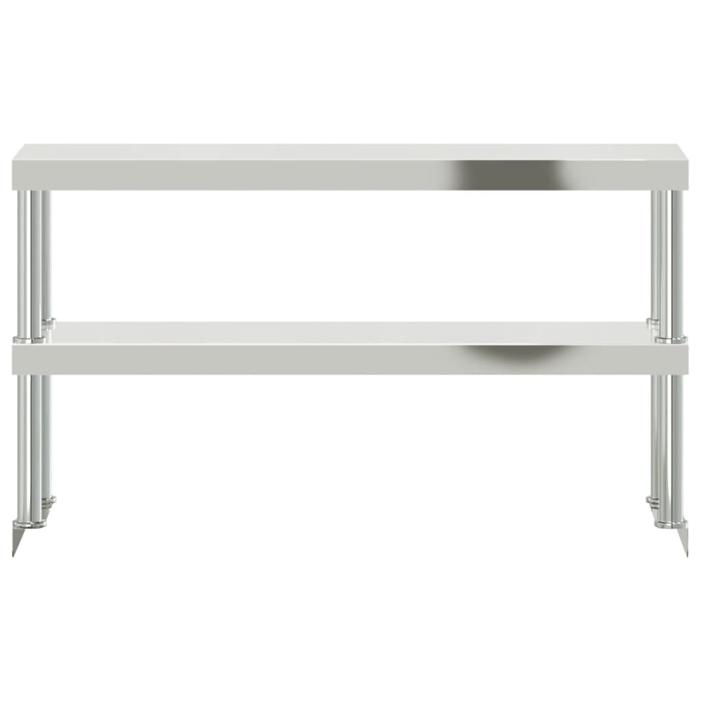 Work Table Overshelf 2-Tier 110x30x65 cm Stainless Steel