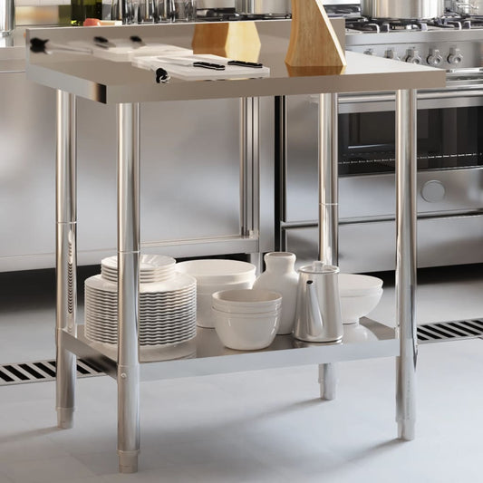Kitchen Work Table with Backsplash 82,5x55x93 cm Stainless Steel