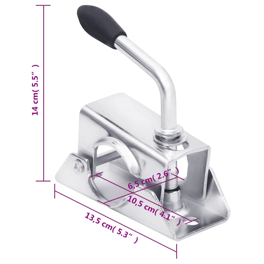 Trailer Jack Wheel 60 mm with 2 Support Tubes and 2 Split Clamps