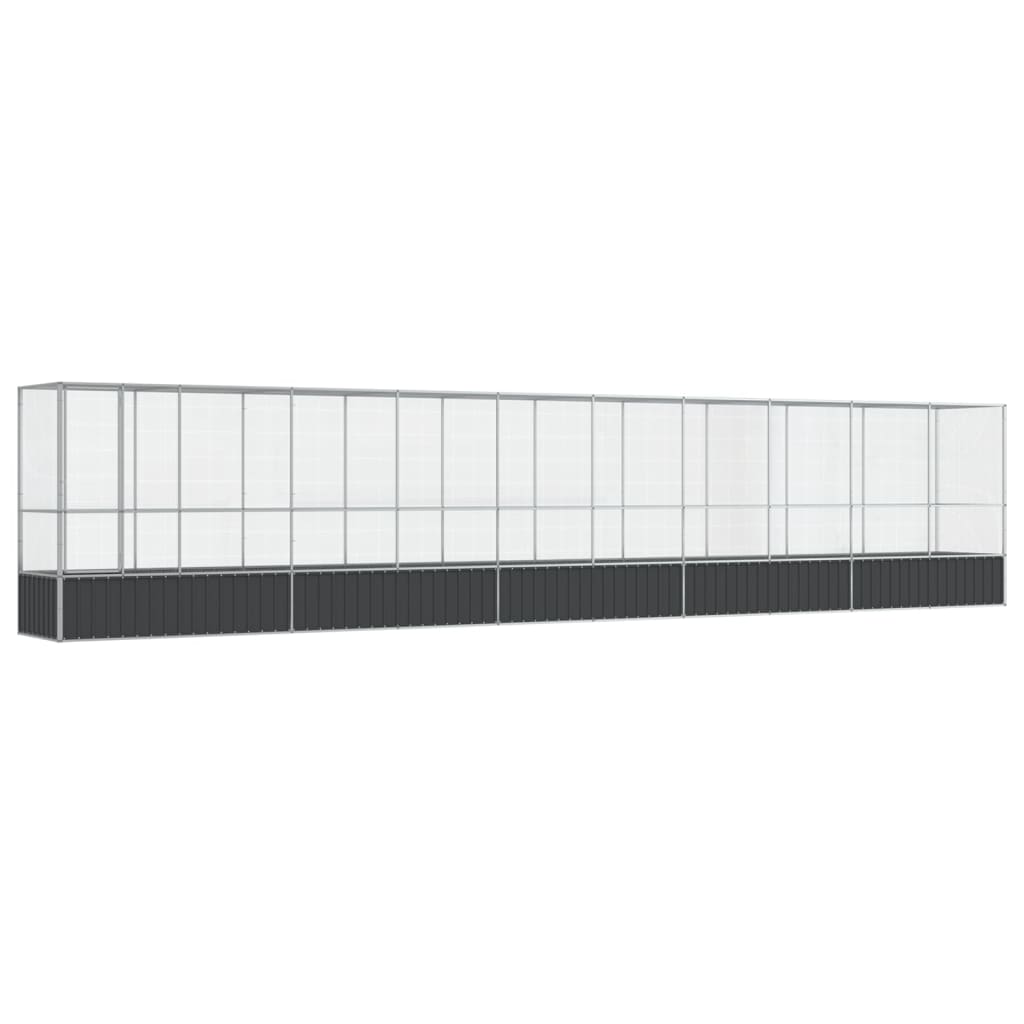 Aviary with Extension Silver 1042,5x107x212 cm Steel