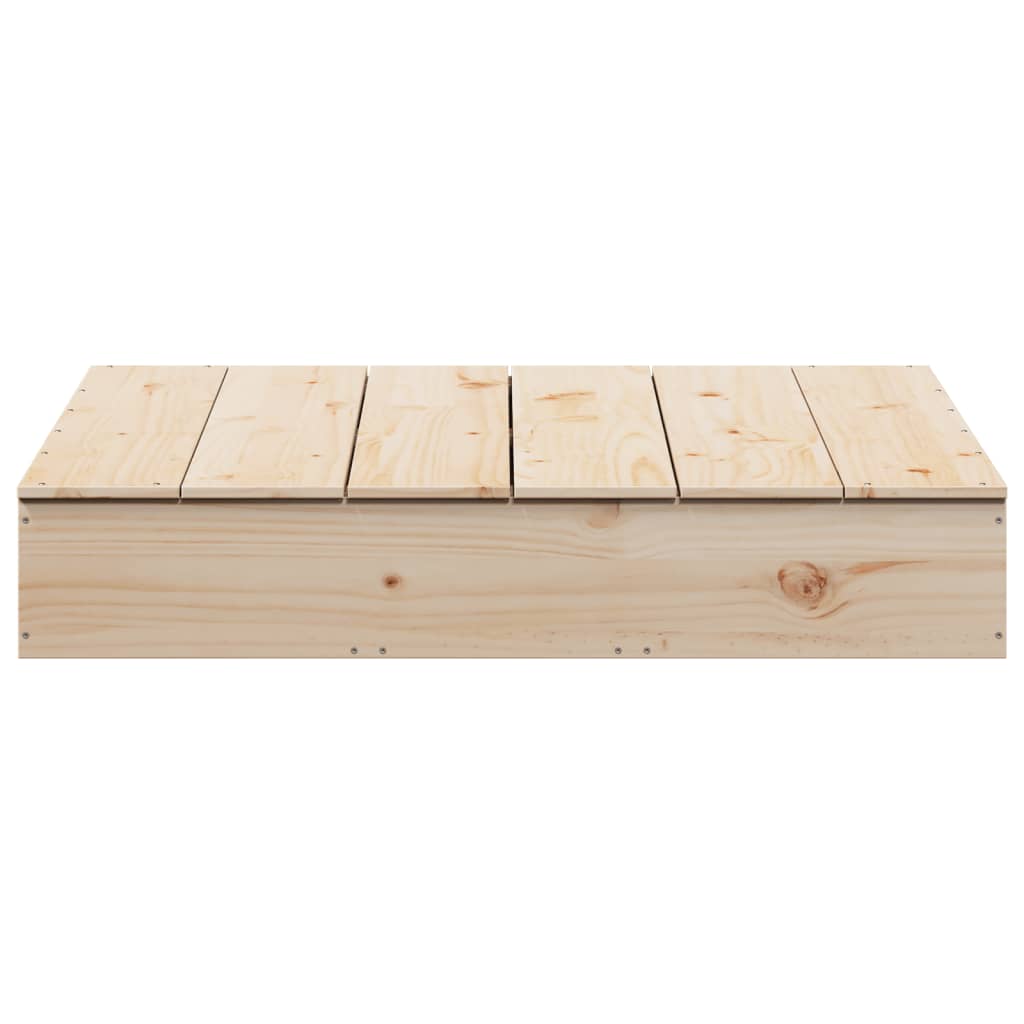 Sandpit with Cover 111x111x19,5 cm Solid Wood Pine