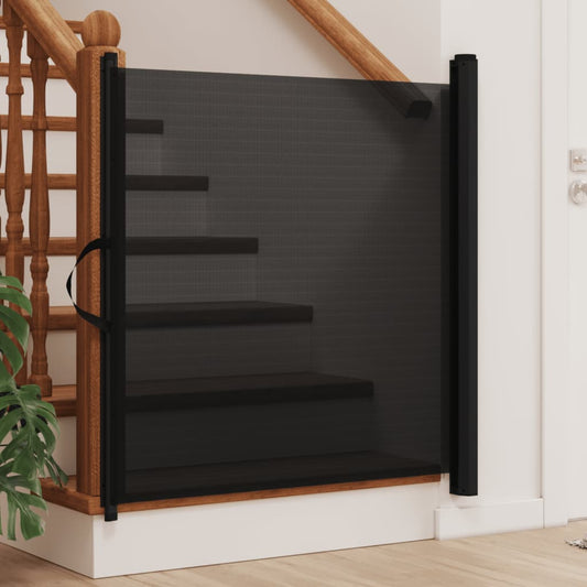 Retractable Pet Gate Black 102,5x125 cm