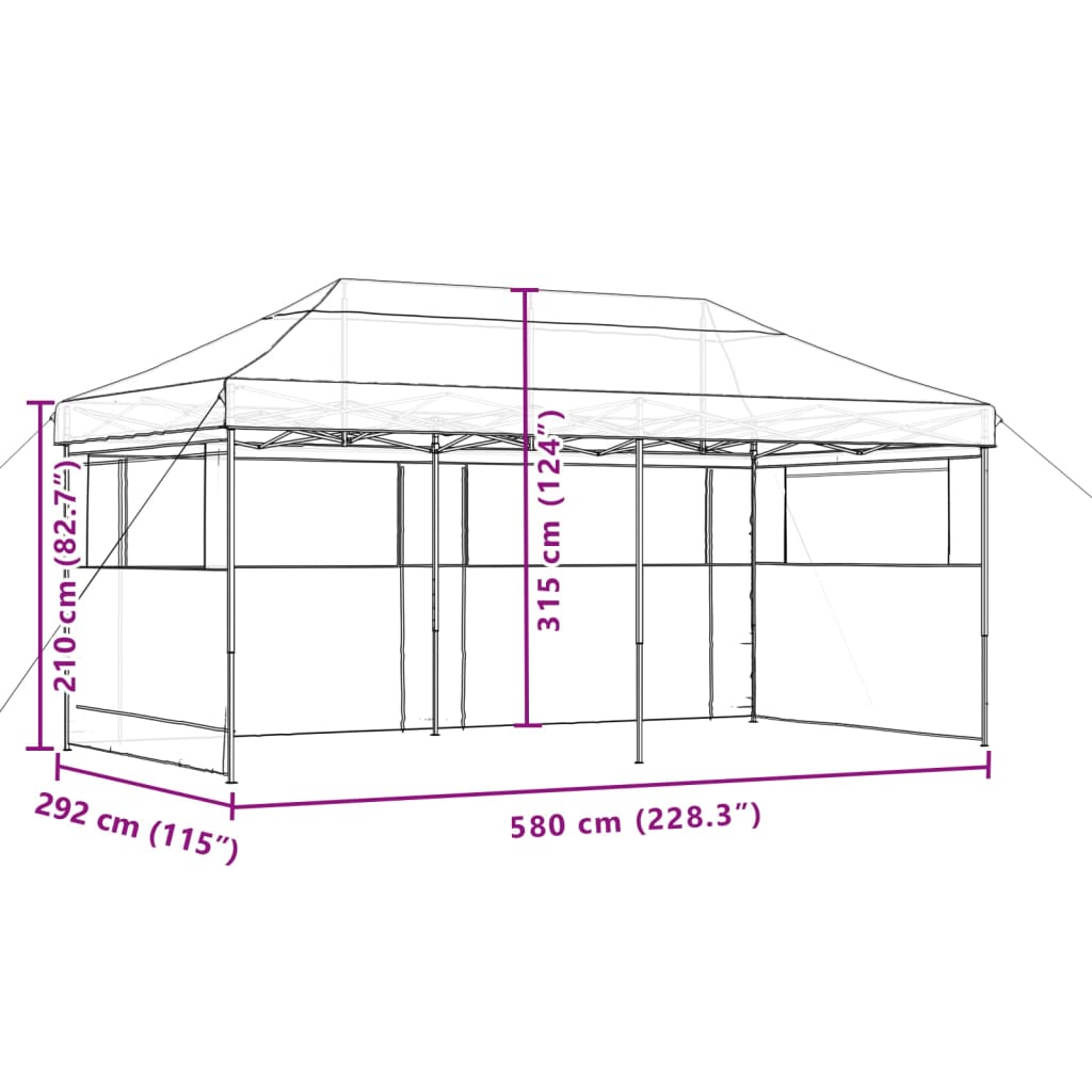 Foldable Party Tent Pop-Up with 3 Sidewalls Beige