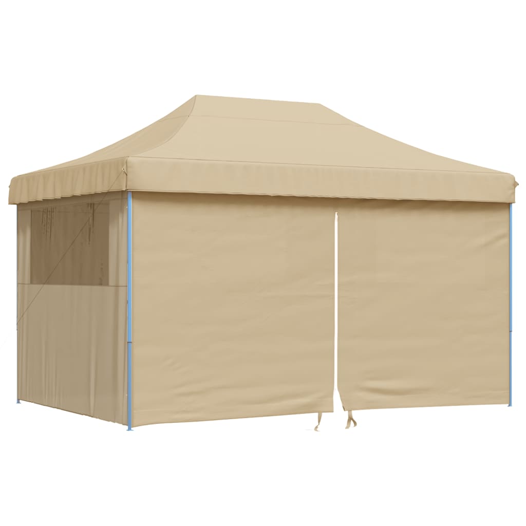 Foldable Party Tent Pop-Up with 4 Sidewalls Beige