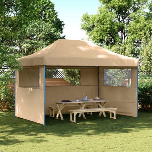 Foldable Party Tent Pop-Up with 3 Sidewalls Beige