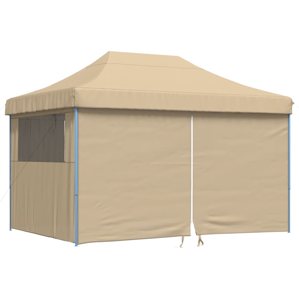 Foldable Party Tent Pop-Up with 4 Sidewalls Beige