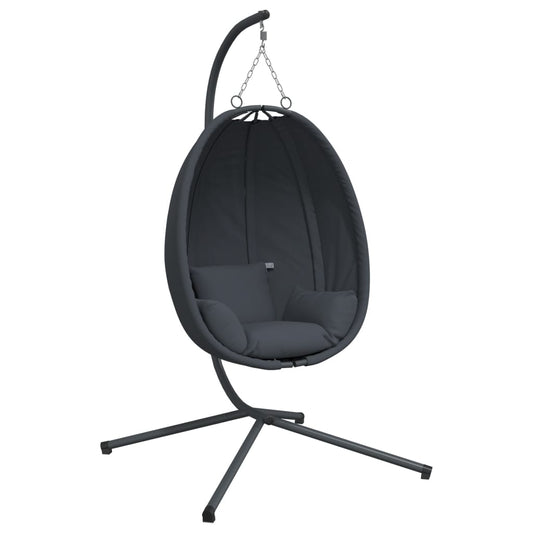 Hanging Egg Chair with Stand Anthracite Fabric and Steel