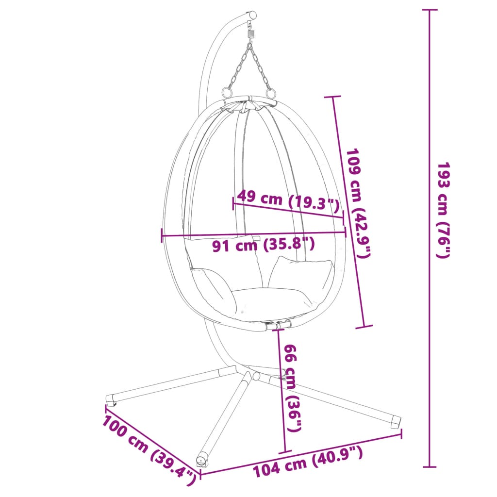 Hanging Egg Chair with Stand Anthracite Fabric and Steel