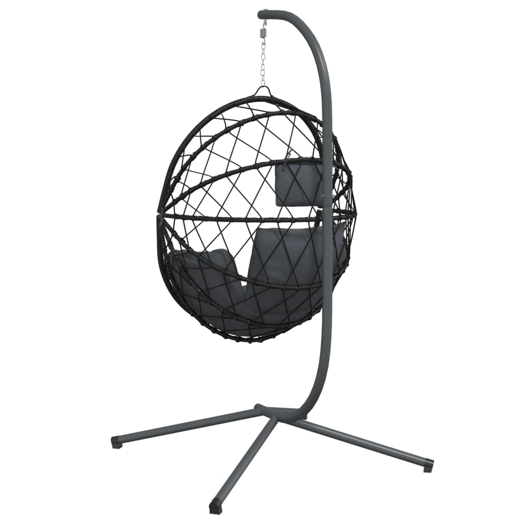 Hanging Egg Chair with Stand Anthracite Rattan and Steel