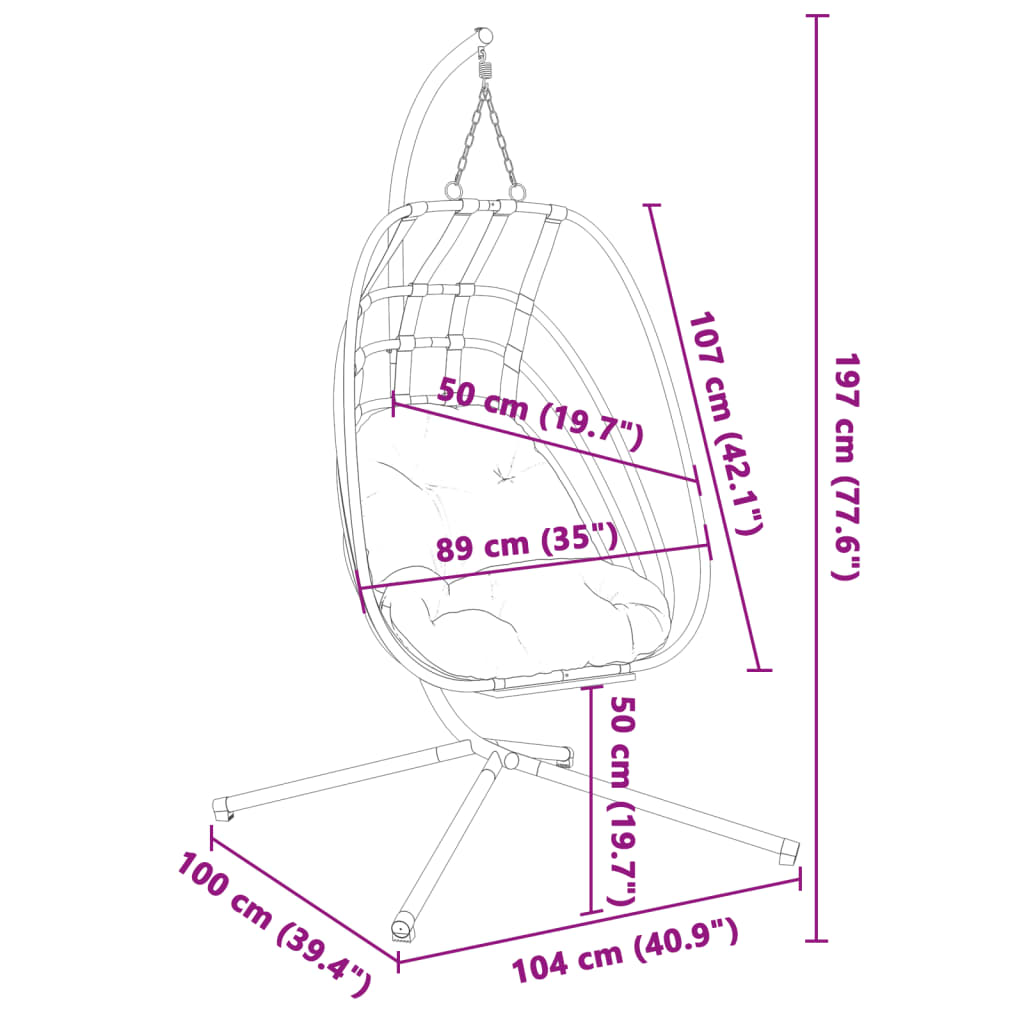 Hanging Egg Chair with Stand Anthracite Steel