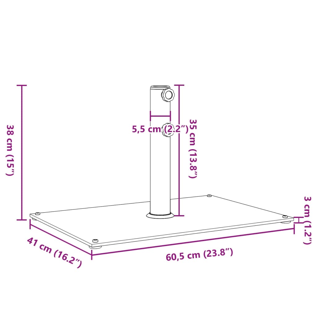 Parasol Base for Ø32/38/48 mm Poles 15 kg Rectangular