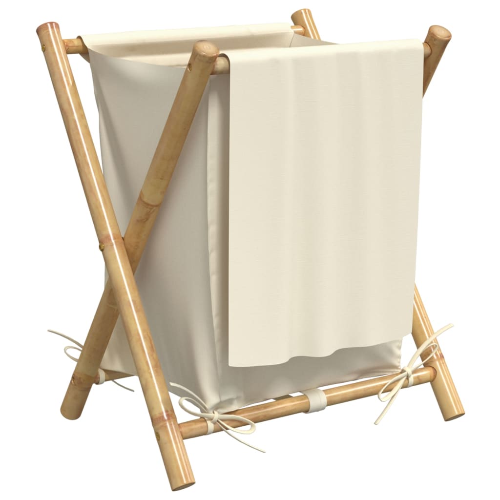 Laundry Basket Cream White 45x55x63,5 cm Bamboo