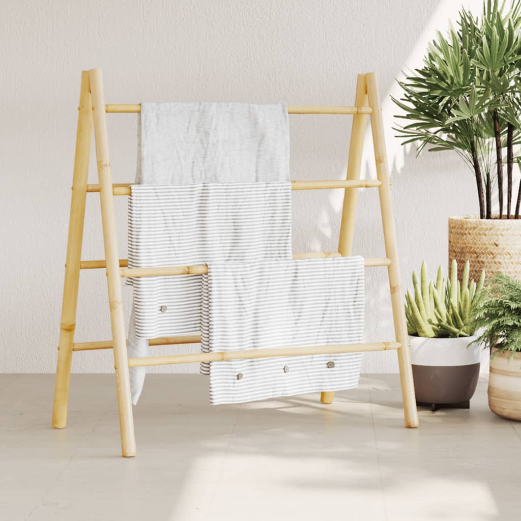 Double Towel Ladder with 4 Rungs 90x50x100 cm Bamboo