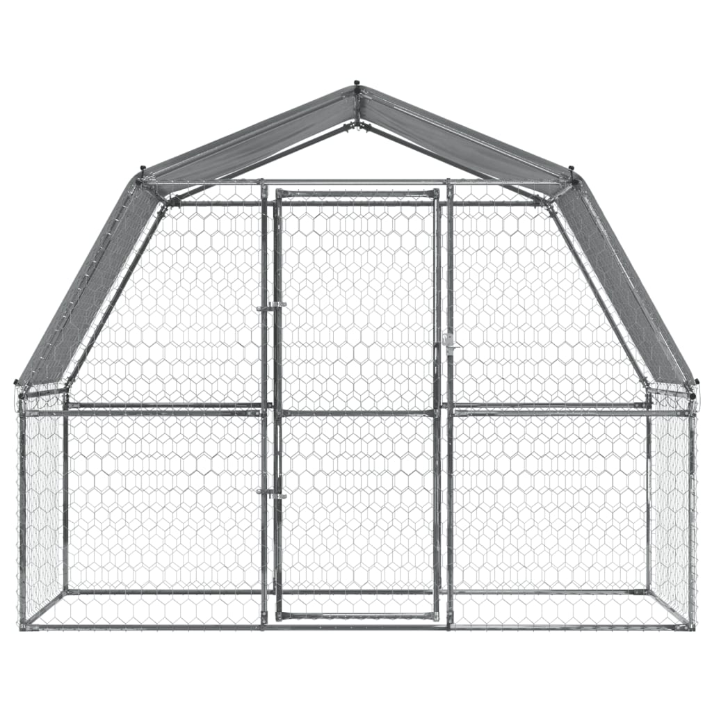 Dog Cages 2 pcs with Roof and Door Silver Galvanised Steel