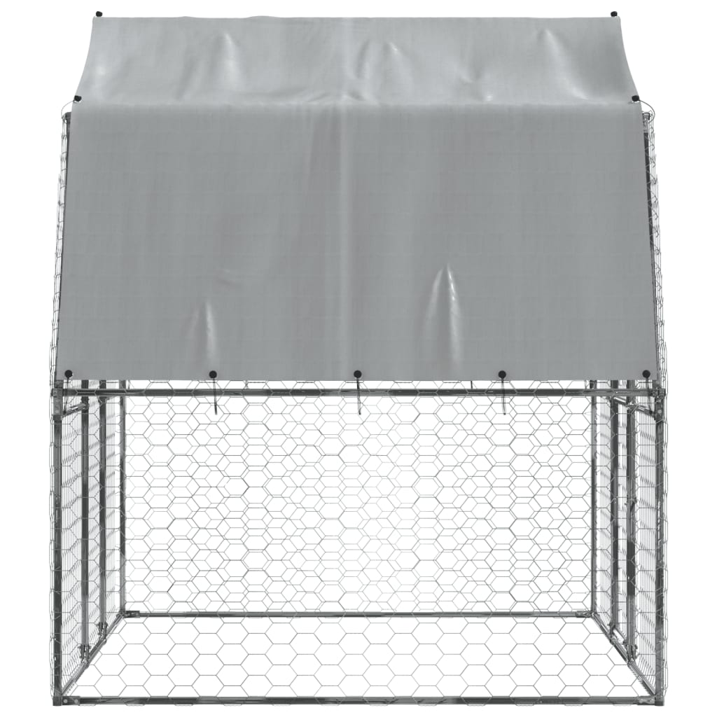 Dog Cages 2 pcs with Roof and Door Silver Galvanised Steel