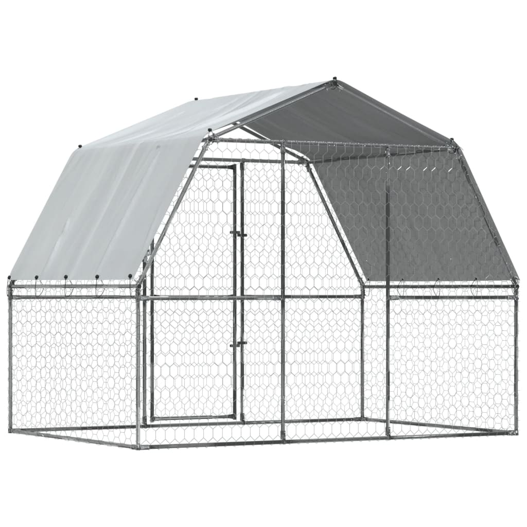 Dog Cages 2 pcs with Roof and Door Silver Galvanised Steel