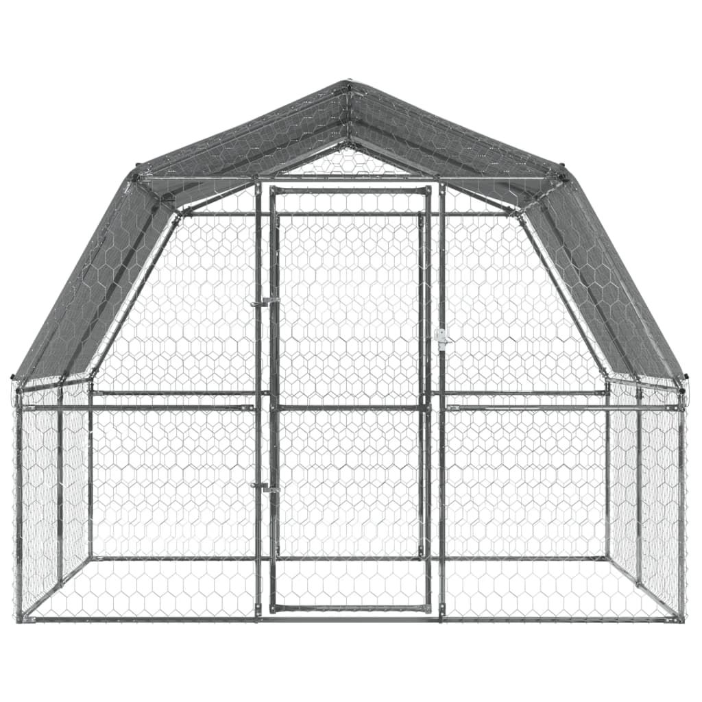 Bird Cage with Roof and Door Silver Galvanised Steel