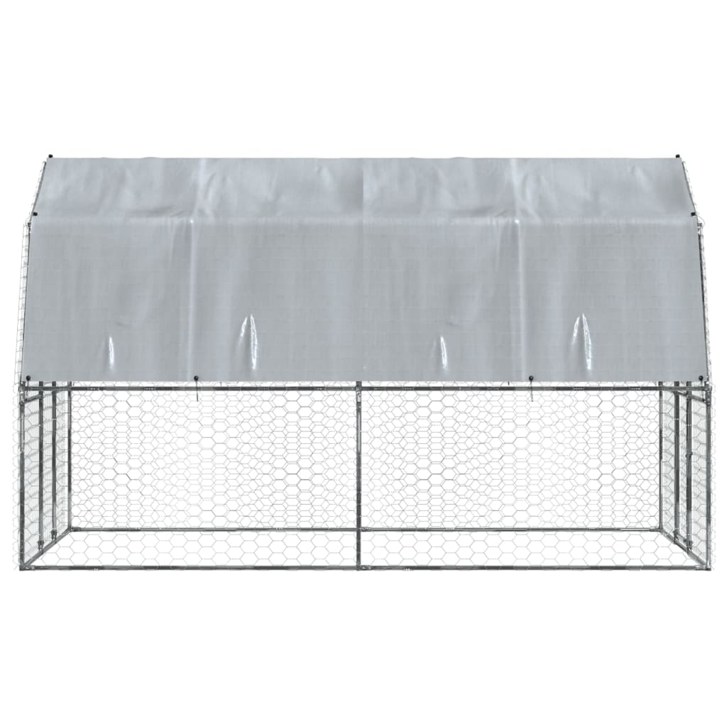 Bird Cage with Roof and Door Silver Galvanised Steel