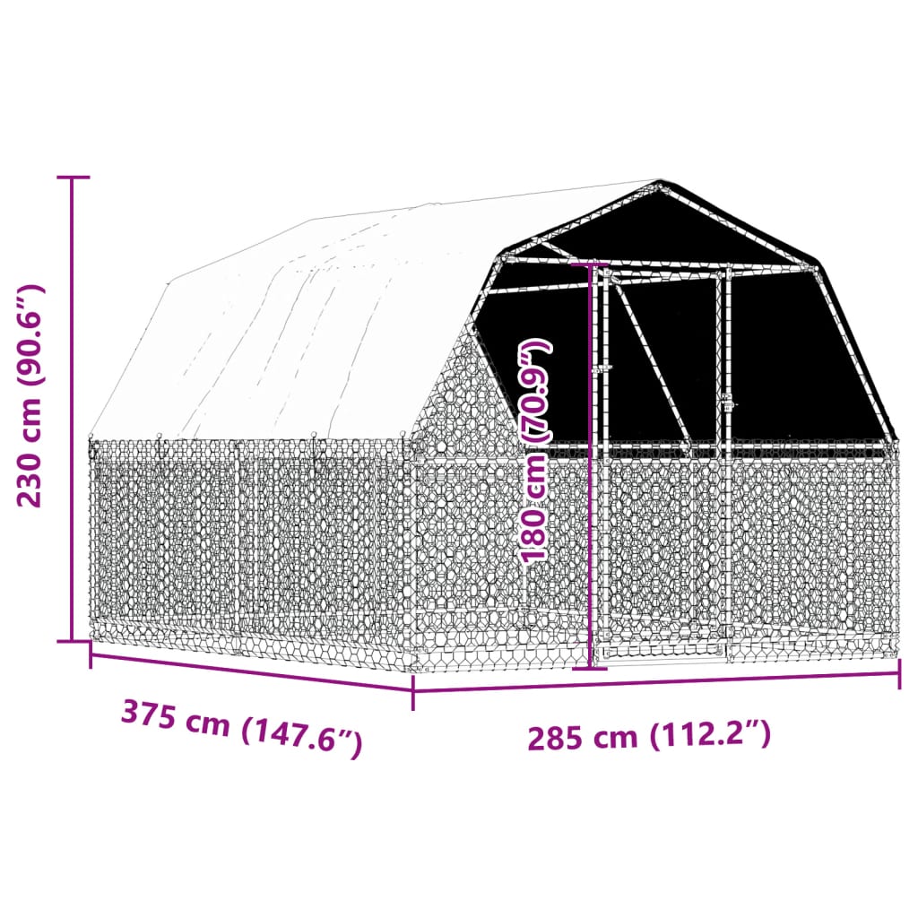 Bird Cage with Roof and Door Silver Galvanised Steel