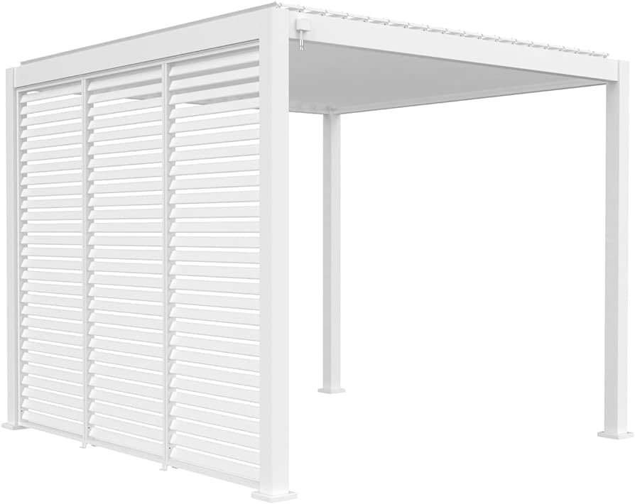 Aluminum Louvered Wall, Side Shade Privacy Screen Panel Suitable for GazeboMate Pergola Gazebo only. Pergola NOT Included. (White)