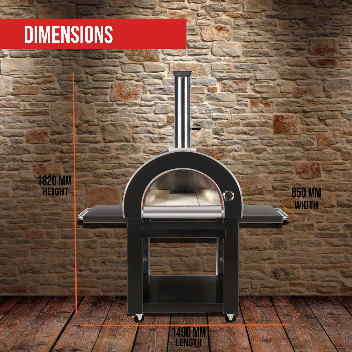 Grill King Charcoal Pizza Oven Outdoor In Black Stainless Steel Artisan Wood-Fired Charcoal Pizza Bread Oven BBQ Grill