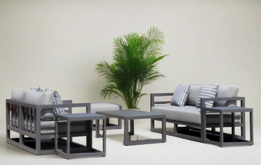 AluLux Hampton Elegance: Premium Black Aluminum Outdoor Lounge Set