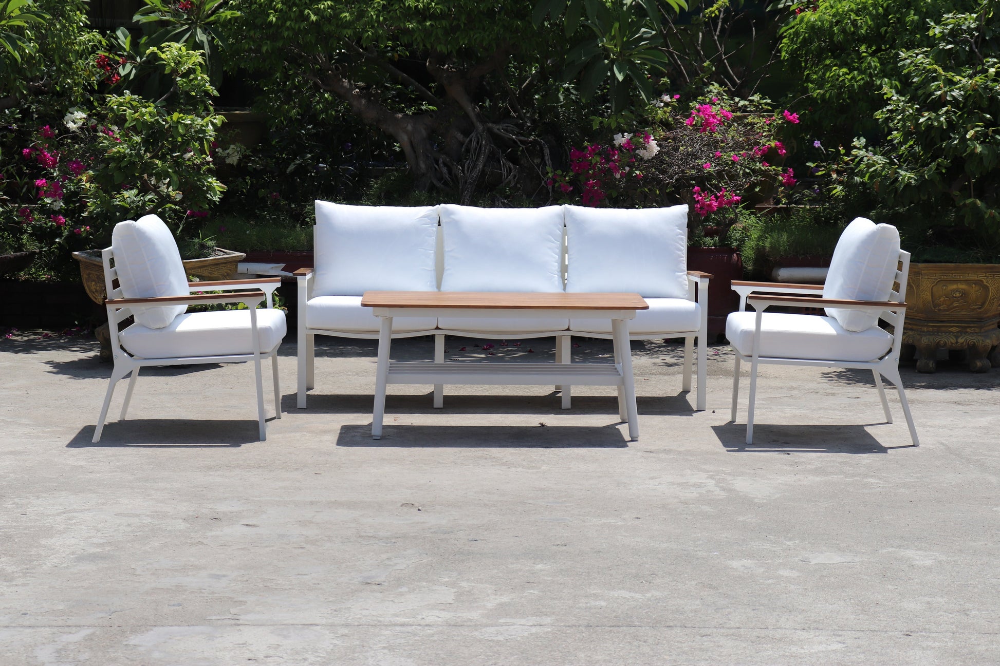 Zurich 4-Piece Aluminium Outdoor Lounge Setting — WHITE