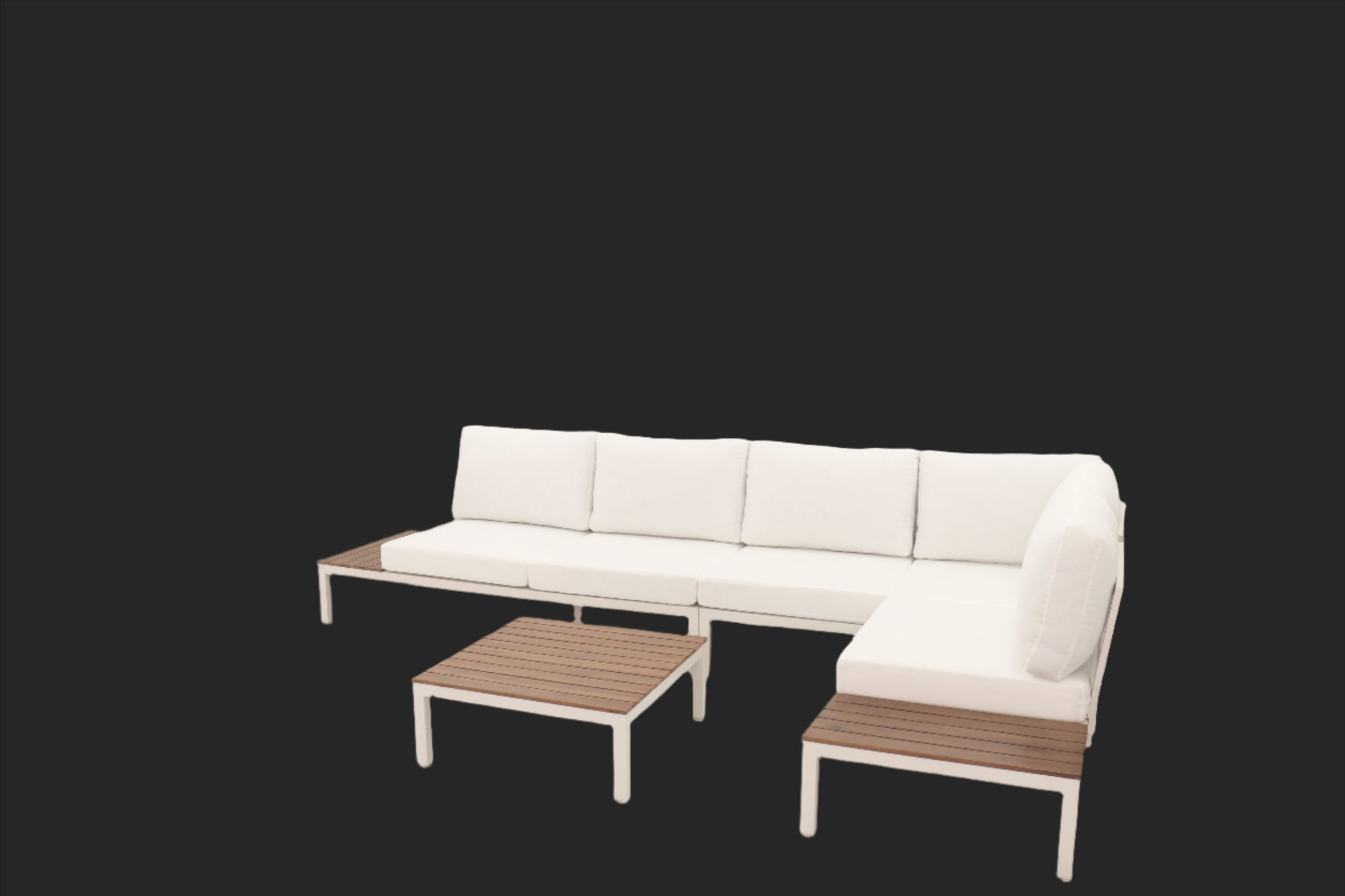 Outdoor Havana Package In White - Outdoor Aluminium & Acacia Modular Corner Lounge