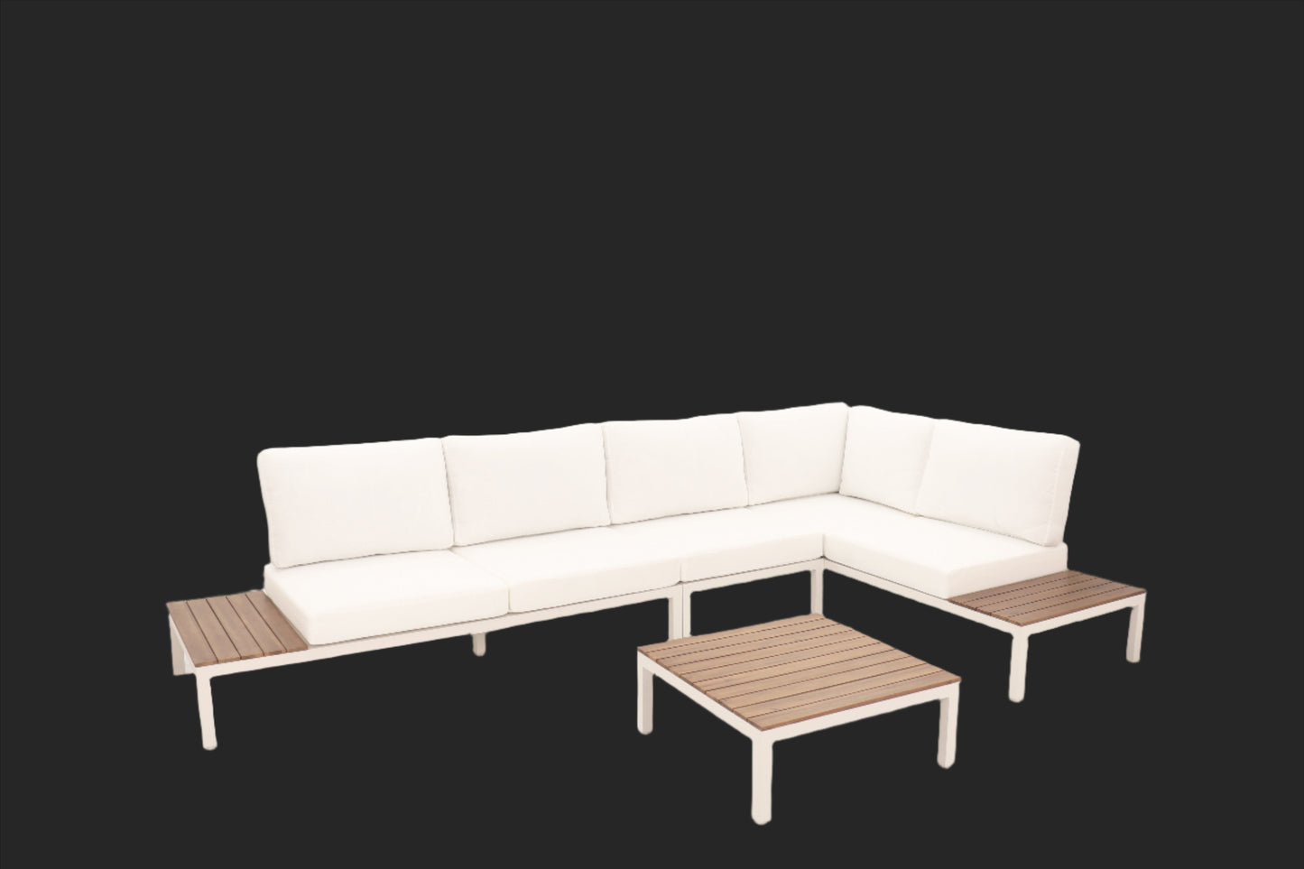 Outdoor Havana Package In White - Outdoor Aluminium & Acacia Modular Corner Lounge