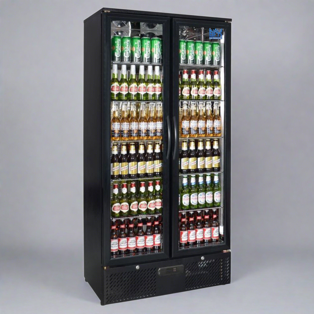 Double Door Commercial 458ltr Upright Wine Bar Fridge Black