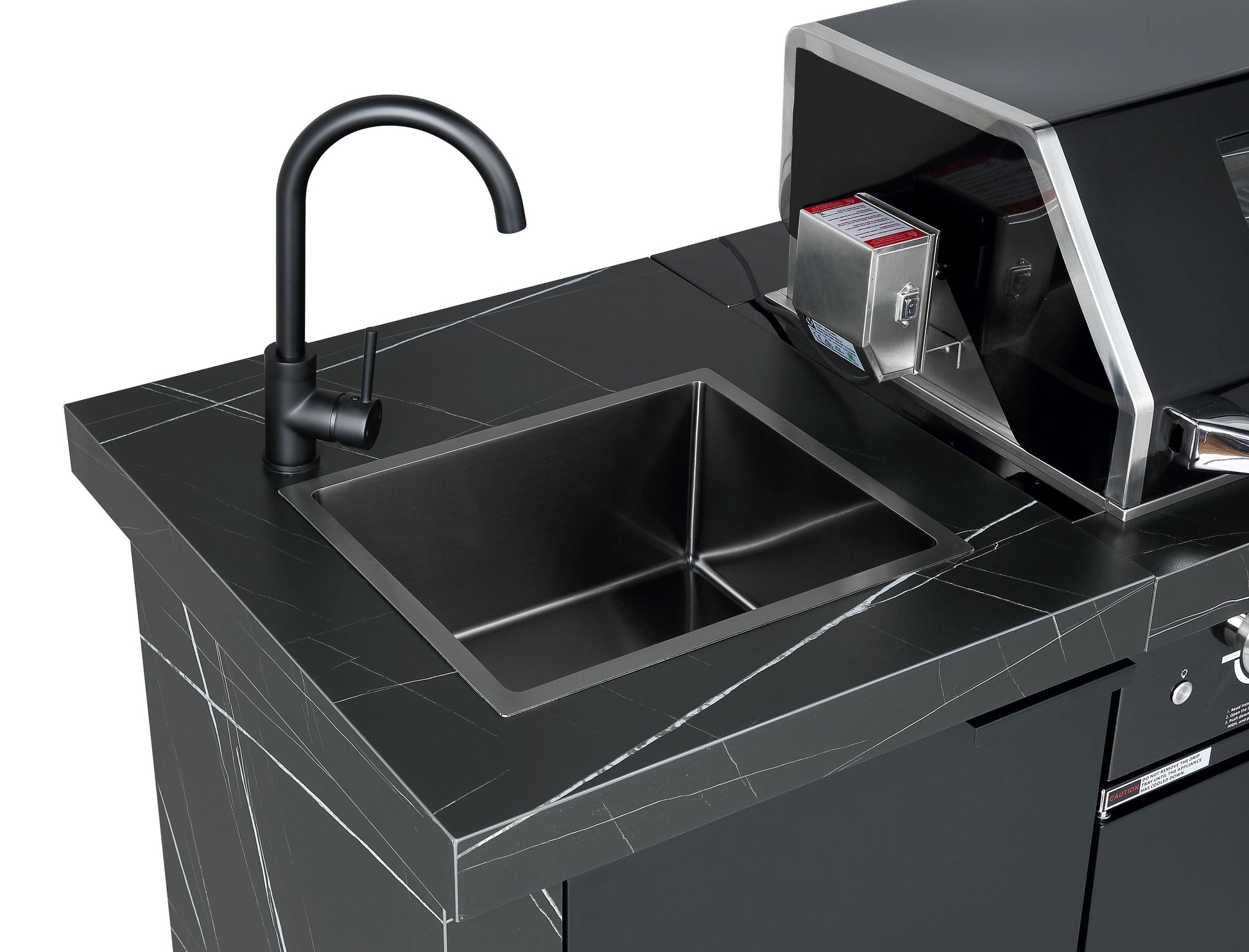 Rockpool Black 6B + 188L Kegerator : Designer Outdoor Kitchen BBQ Package Inc Wok Burner, Fridge, Sink, Rotisserie & BBQ Covers.