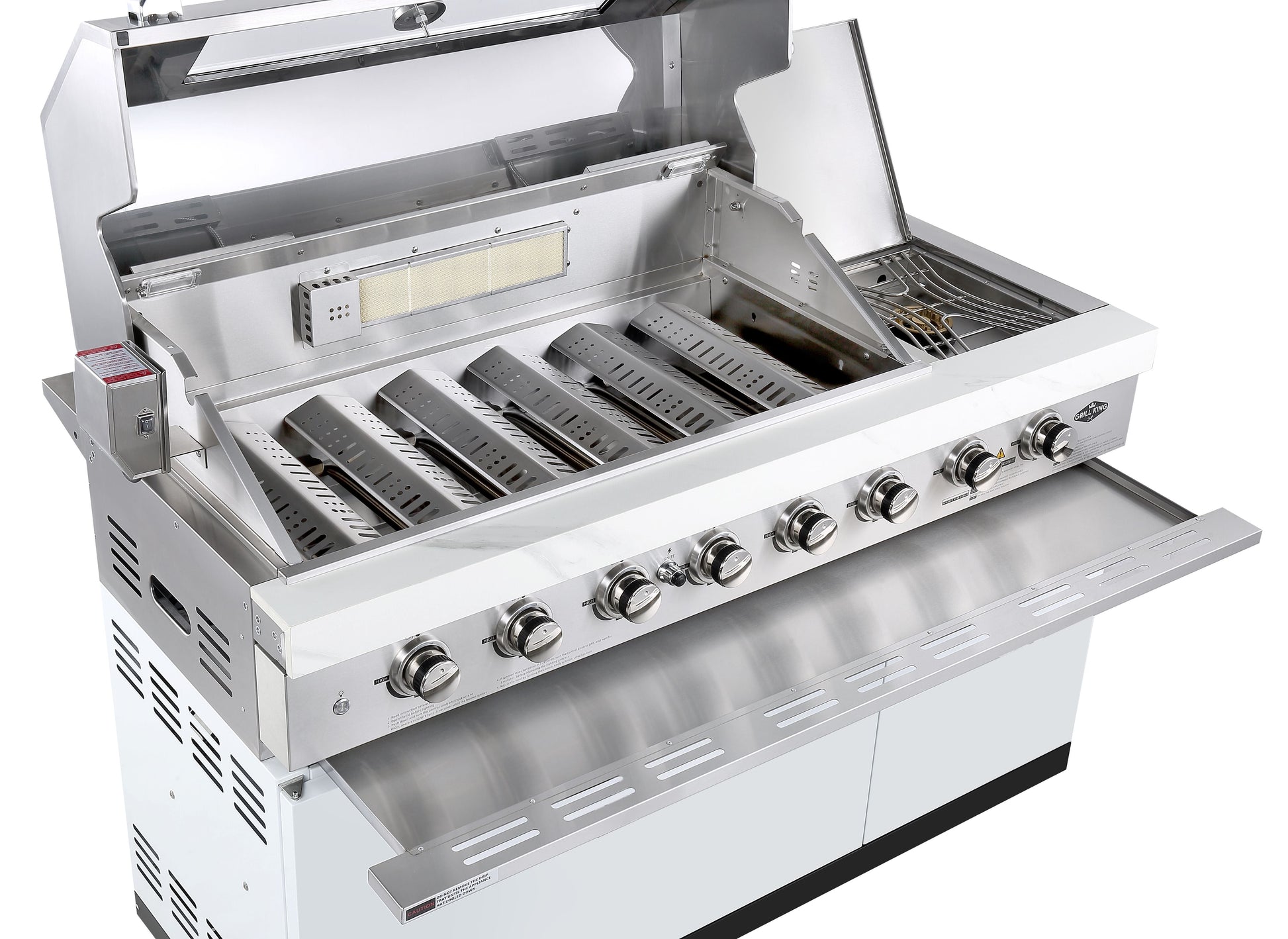 Rockpool White 6B + 188L Kegerator : Designer Outdoor Kitchen BBQ Package Inc Wok Burner, Fridge, Sink, Rotisserie & BBQ Covers.