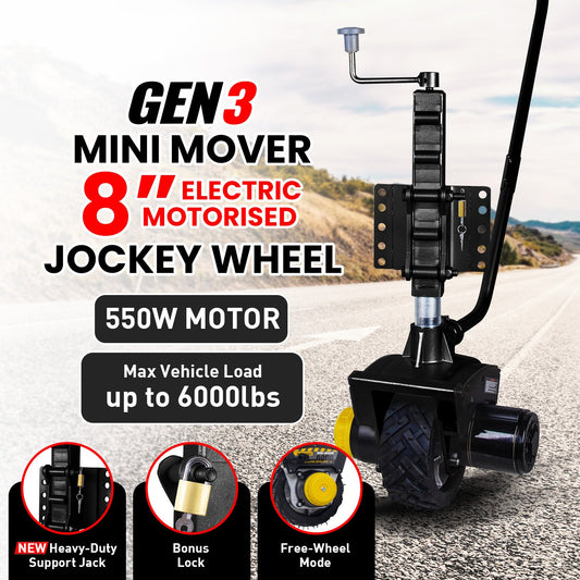 Gen3 Mini Mover 12V 550W Electric Motorised Jockey Wheel - Black