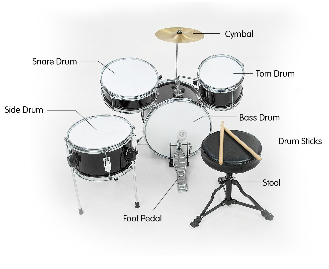 Children's 4pc Drum Kit - Black