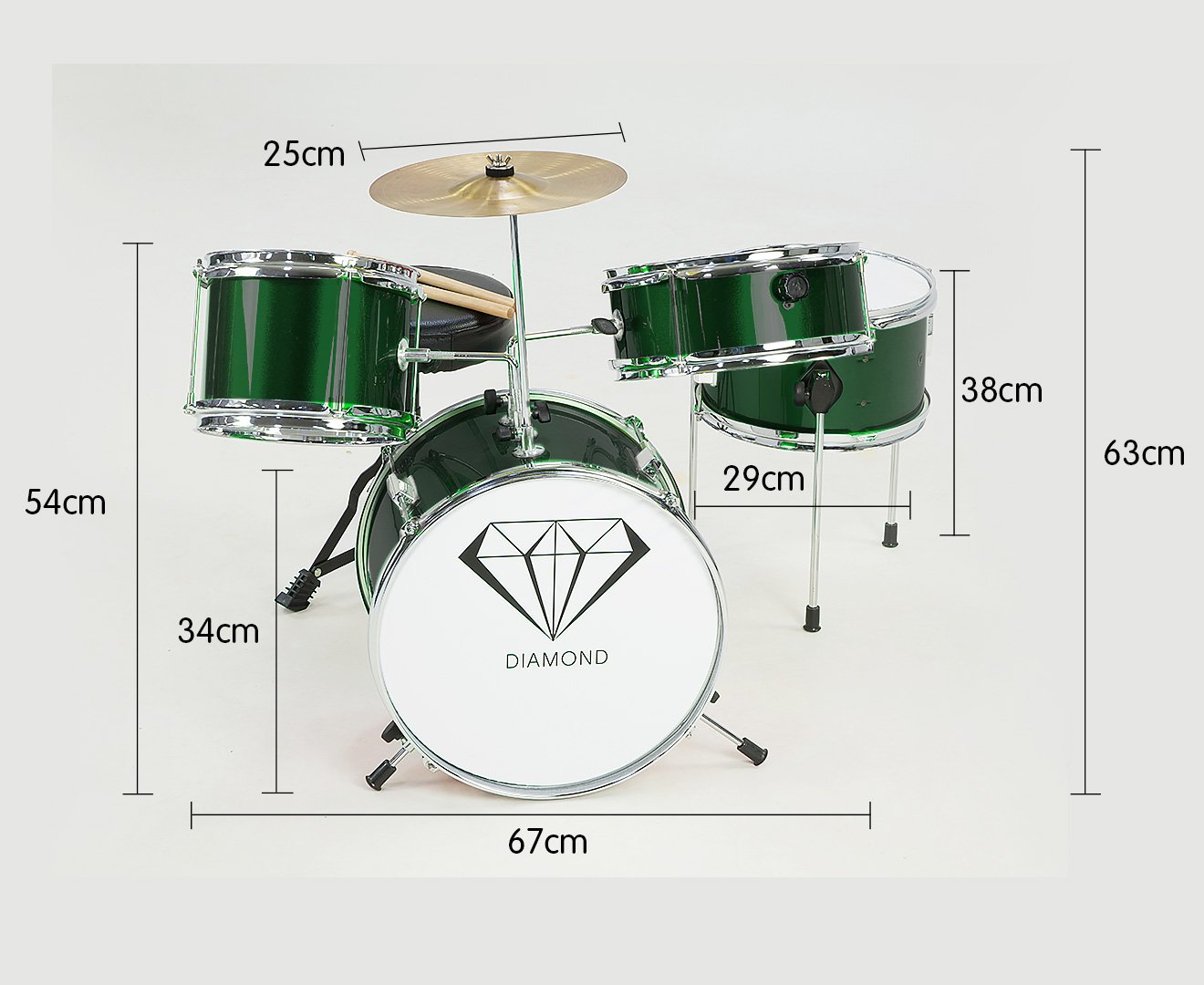 Children's 4pc Drumkit - Green